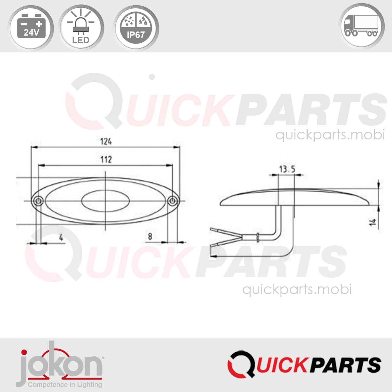 Feu de position orange | Voltage 24V | Jokon SM1 00 E2-05024 – Image 2