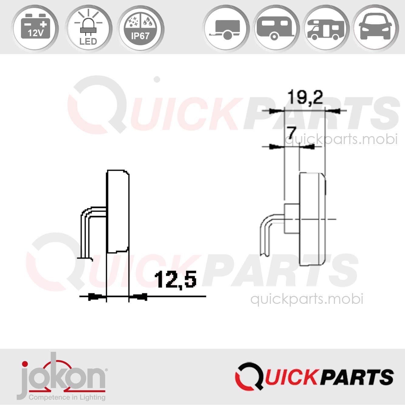 Luz de marcador lateral LED | 12V | Jokon E2-06028 - Imagen 2