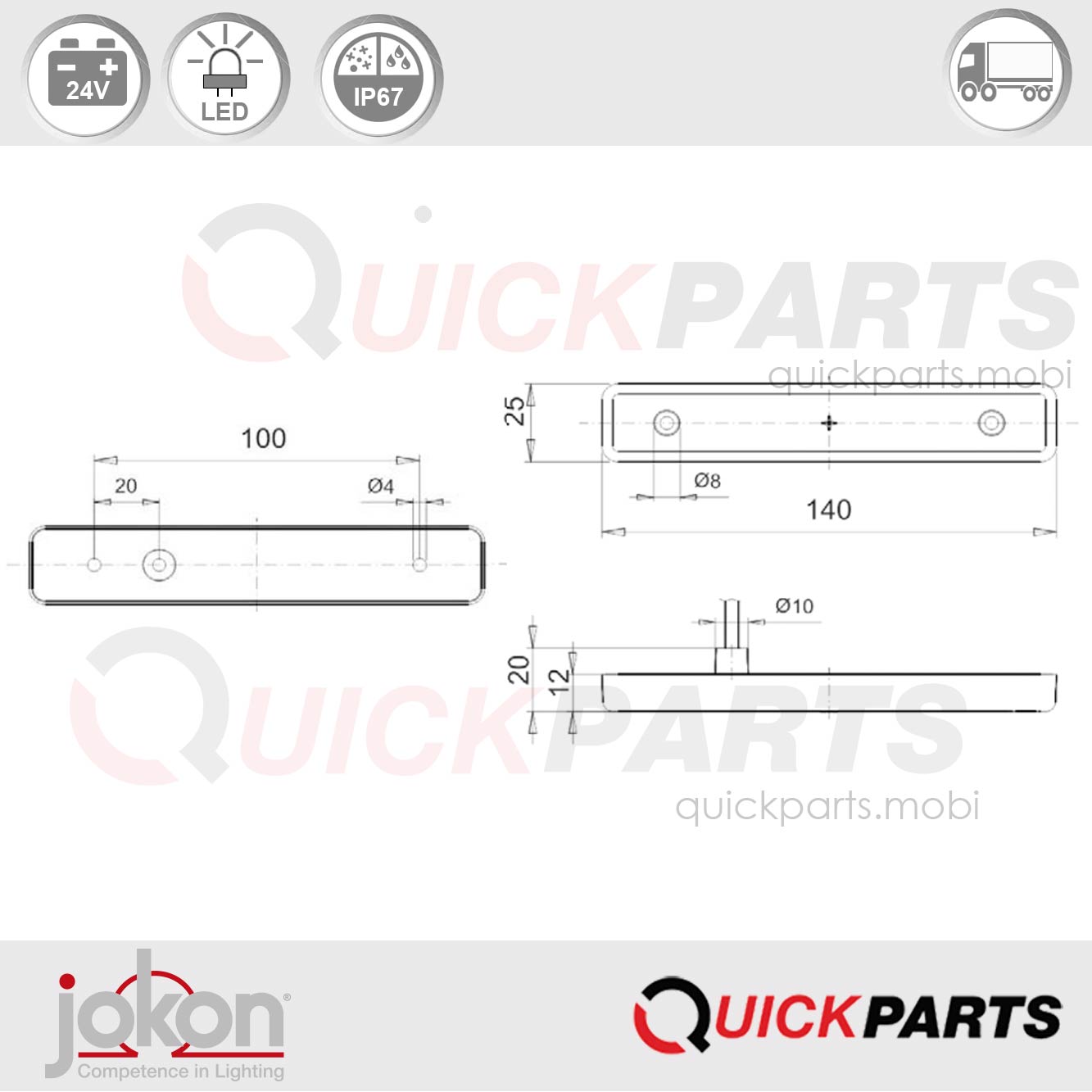 Feu LED de position latéral | 24V | Jokon E1-2995 – Image 2