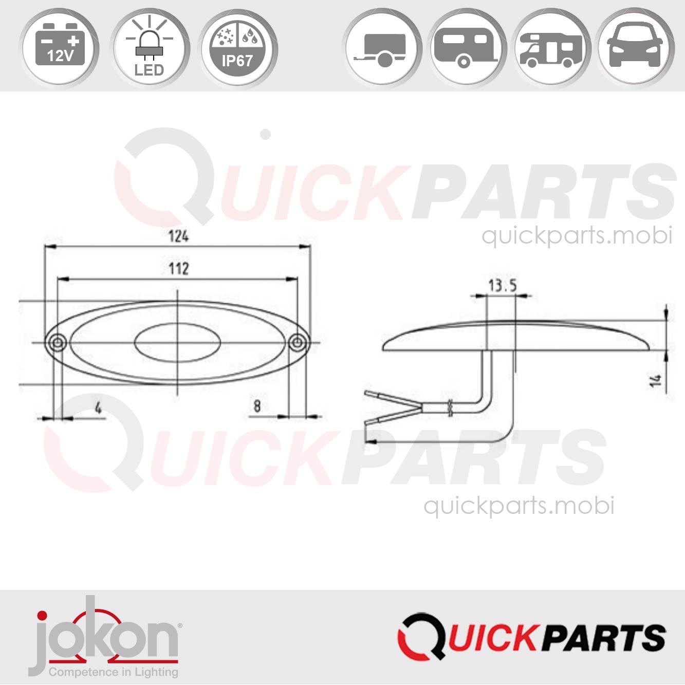 Feu de position latéral orange 12V | Jokon SM1 00 E2-05024 – Image 2