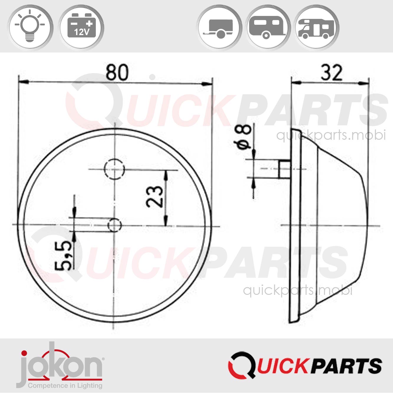 Feu de position avant | 12V | Jokon E1-11764 – Image 2
