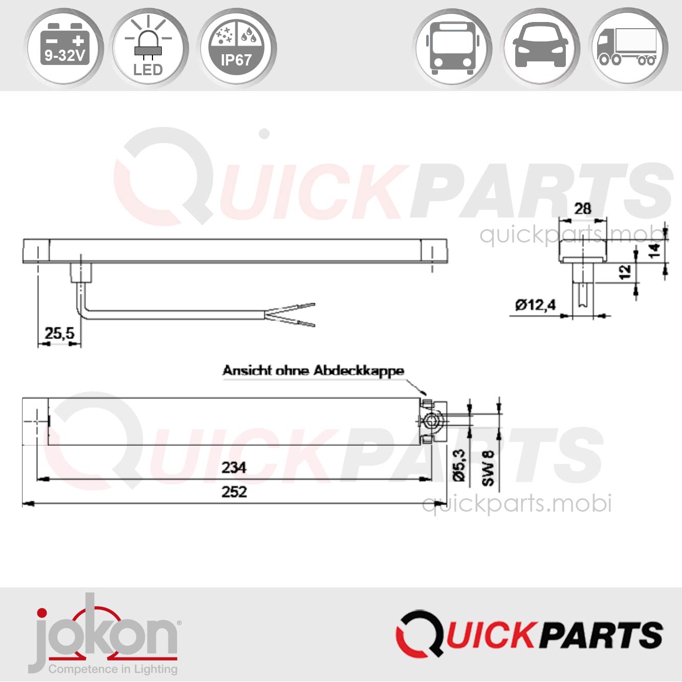 que destacan el diseño individual de su vehículo y aportan un toque distintivo.Pago seguro QuickPartsIntermitente LED categoría 2a | Jokon E13-13255 EMV / EMC