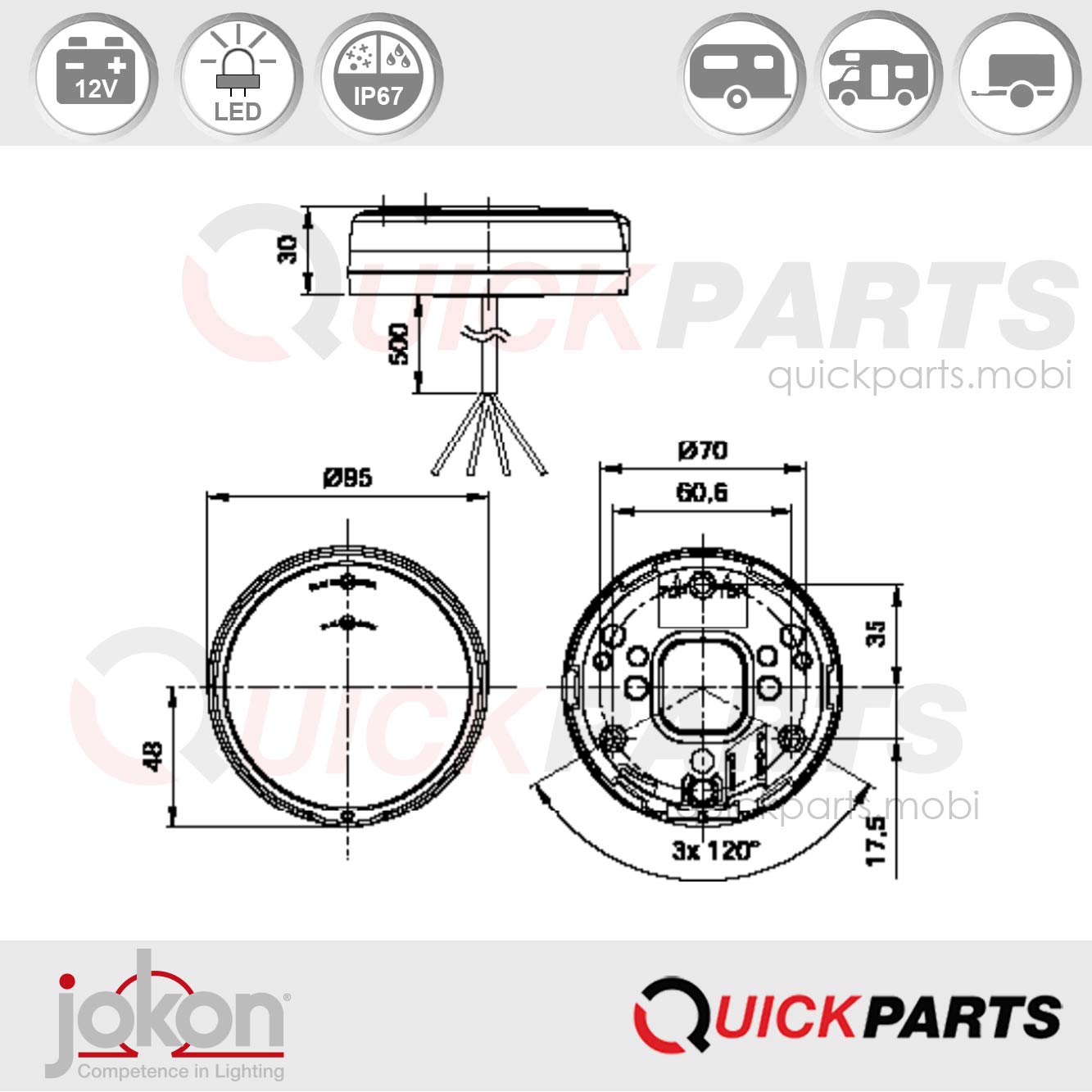 Feu LED indicateur de Direction / Cat. 2a | 12V | Jokon E13-34661 E13-13971 – Image 2