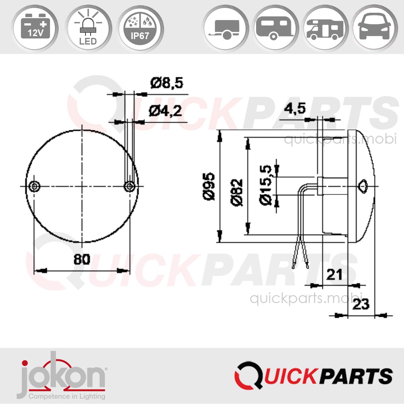 Feu LED Antibrouillard | 12V | Jokon E2-0003036 – Image 2