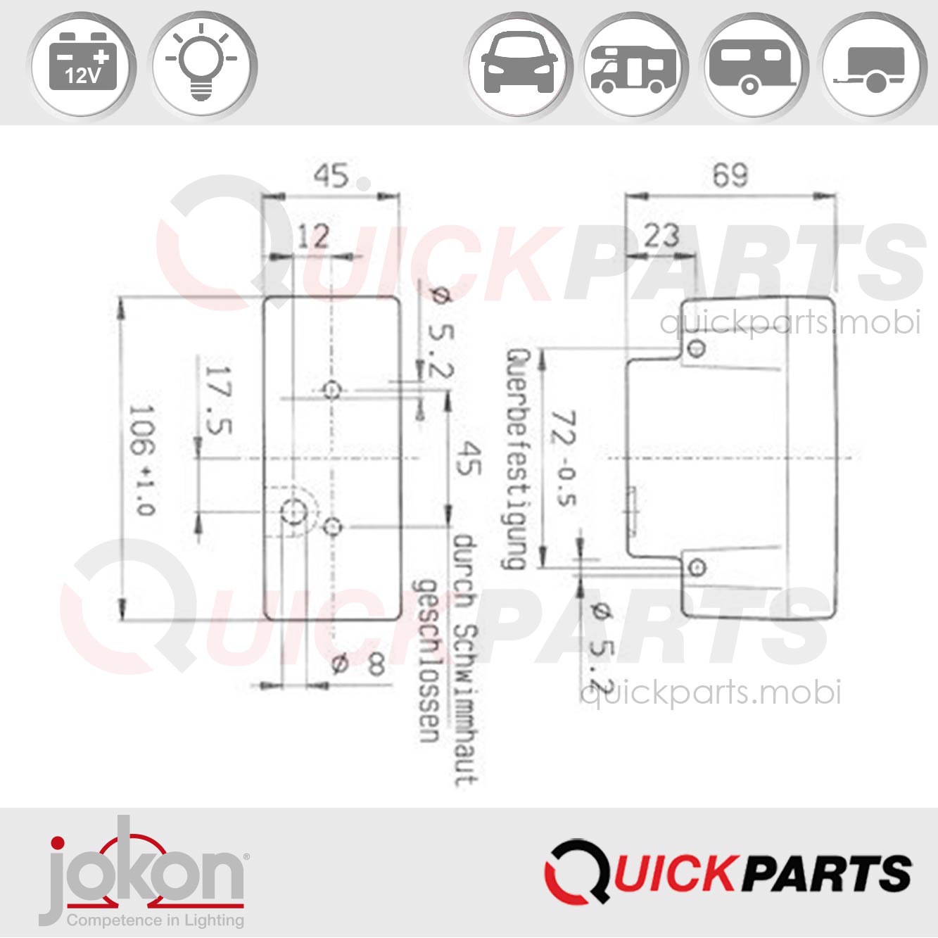 Feu Antibrouillard | Montage en surface | 12V | Jokon E1-2577 – Image 2