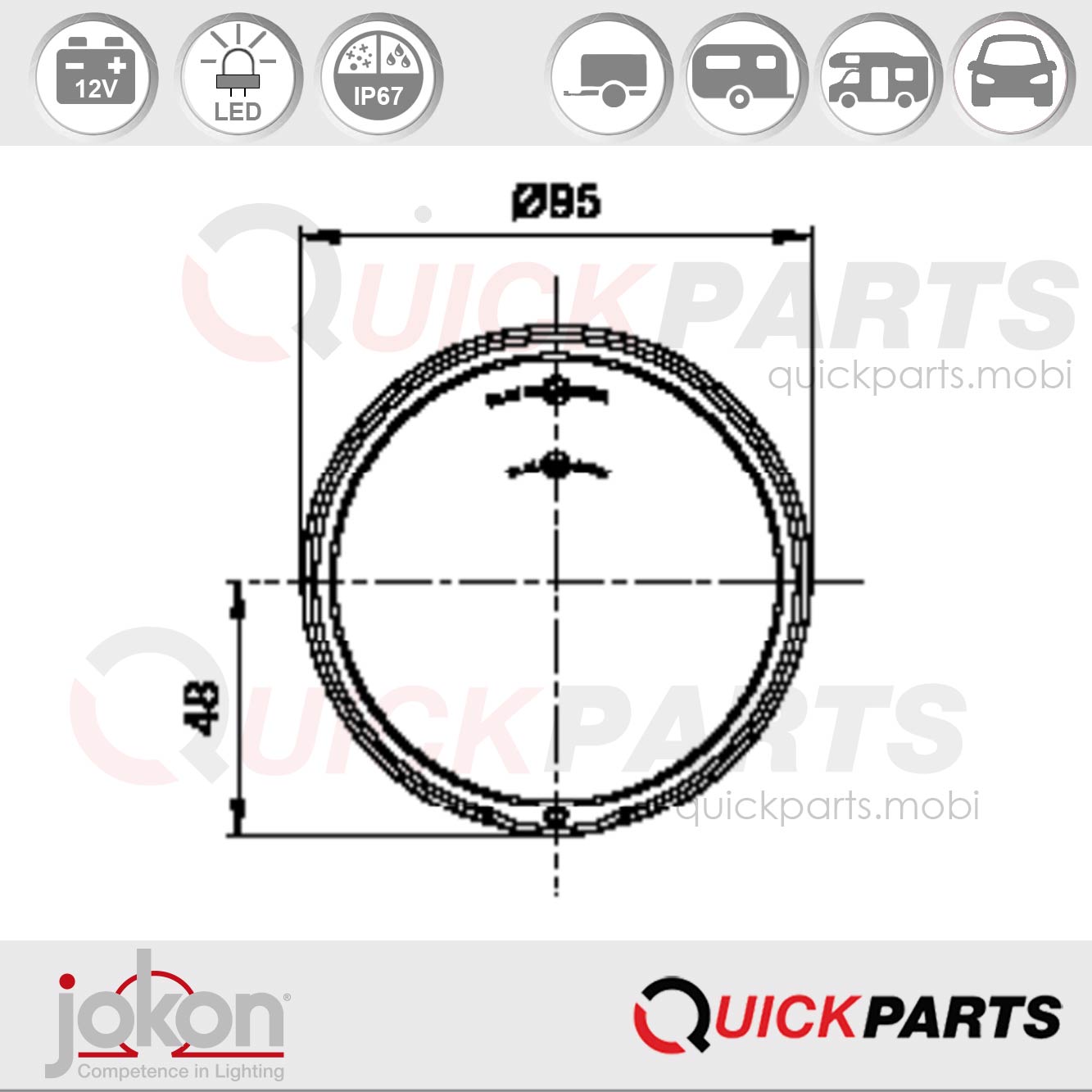 Feu antibrouillard et de recul LED | 12V | Jokon 13.3114.000 - E13-34809 – Image 5