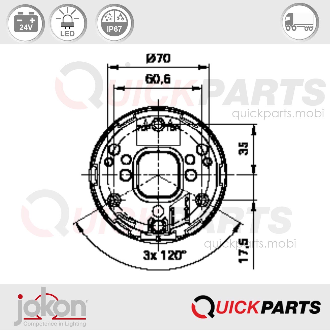 Feu de recul et antibrouillard | 24V | Jokon E13-34809 – Image 2