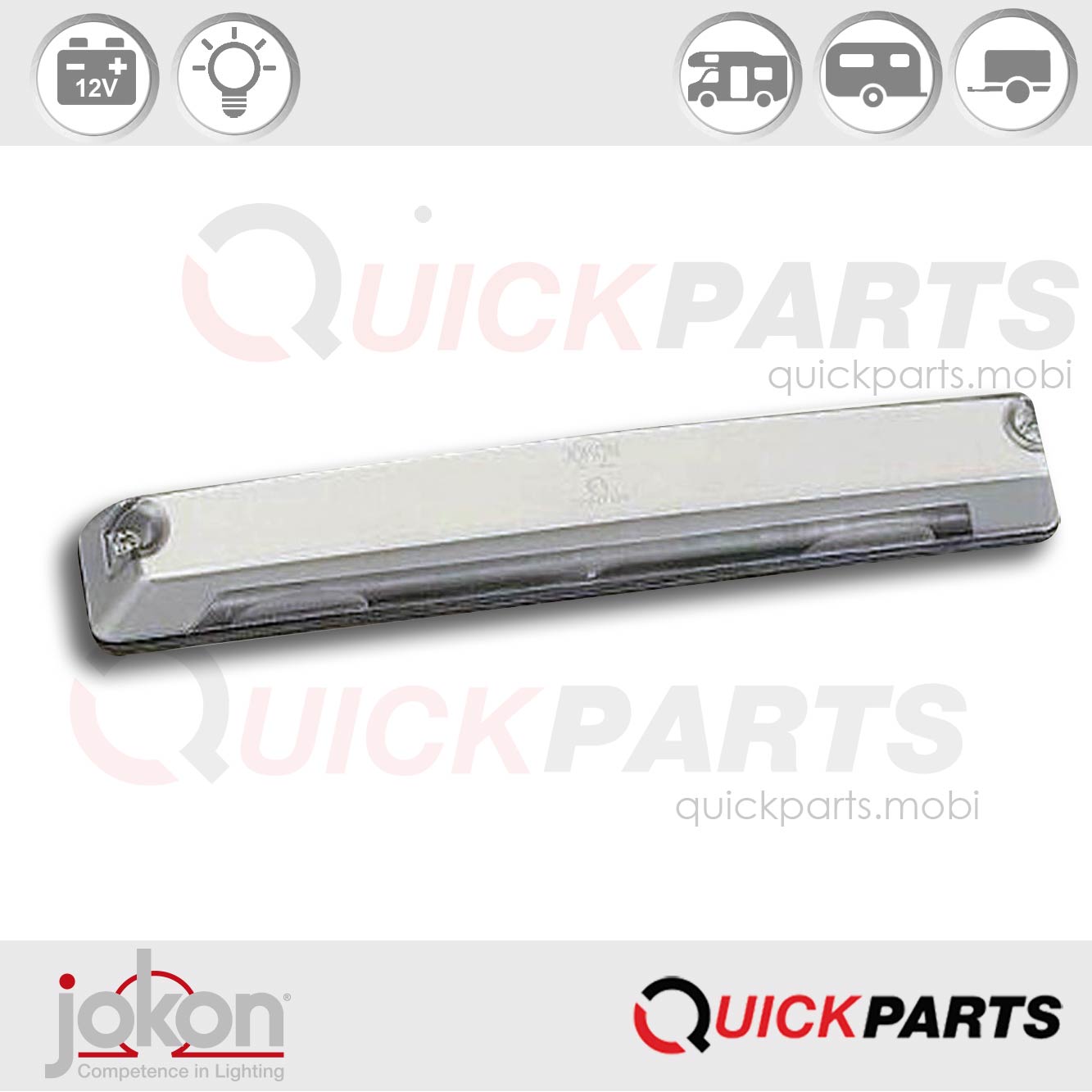 Luz de matrícula | 12 V | Jokon 22817 | Jokon 13.4003.110 | Jokon K 308En la gama de JOKON encontrará iluminación de alta calidad para cada tipo de aplicación, que mejora y realza el diseño individual de su vehículo.