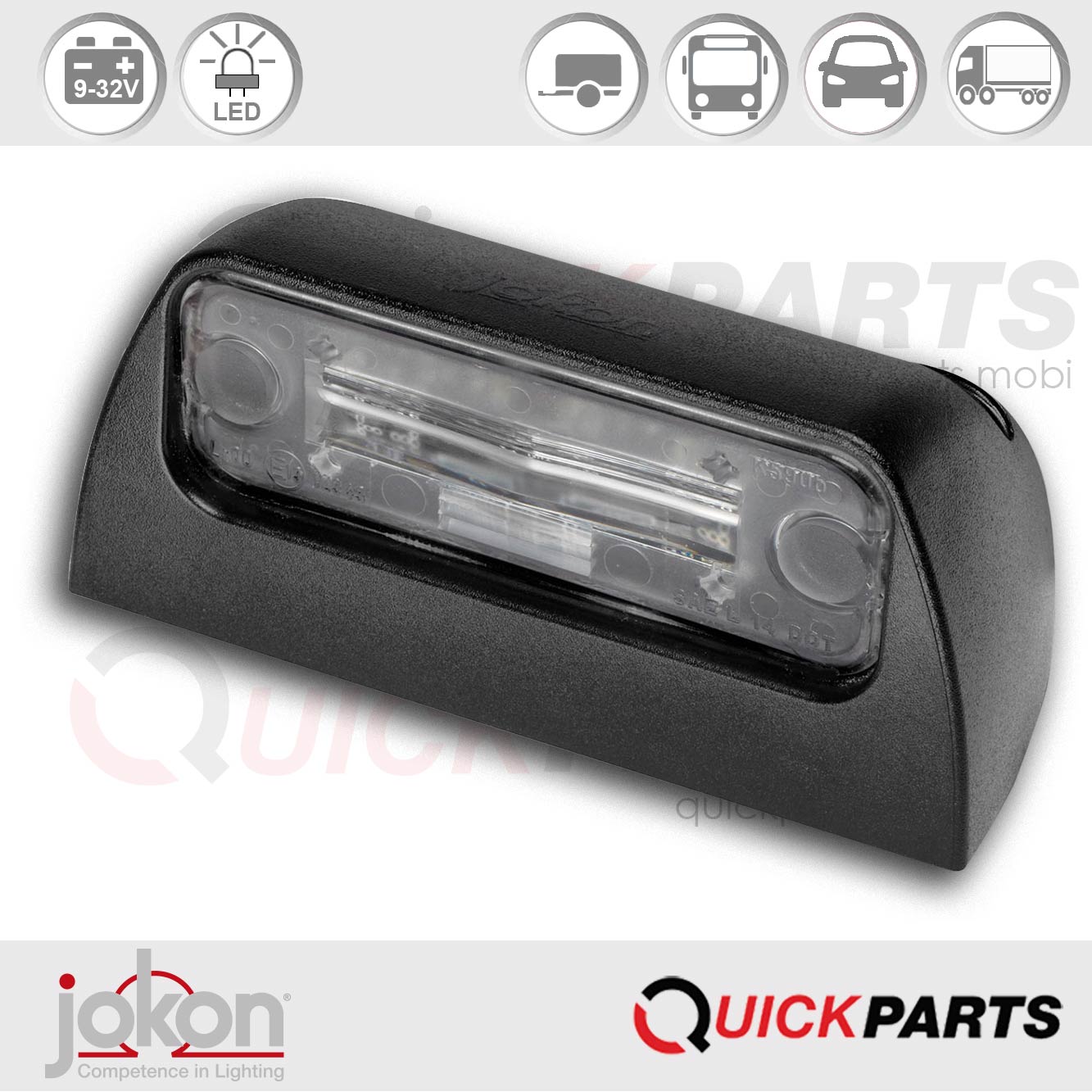 Led-Kentekenplaatverlichting | 9-32V | Jokon 13.4016.000, E13-12343