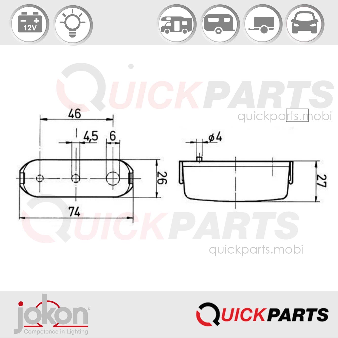 Begrenzungsleuchte |12 V | Jokon E1-21617 – Bild 2