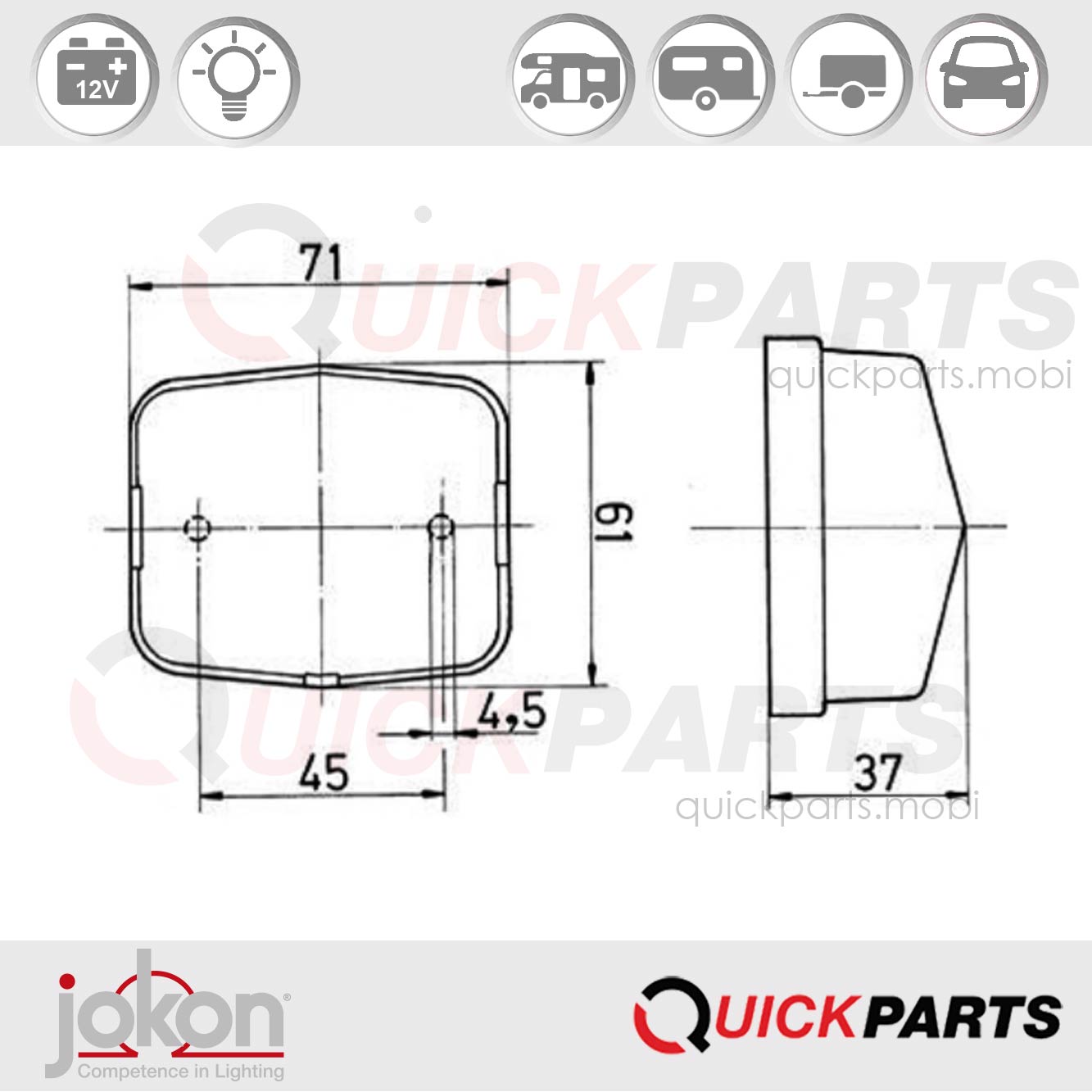 Luz de posición frontal | 12 V | Jokon E1-21643En la gama de JOKON encontrará iluminación de alta calidad para cada tipo de aplicación, que mejora y realza el diseño individual de su vehículo.