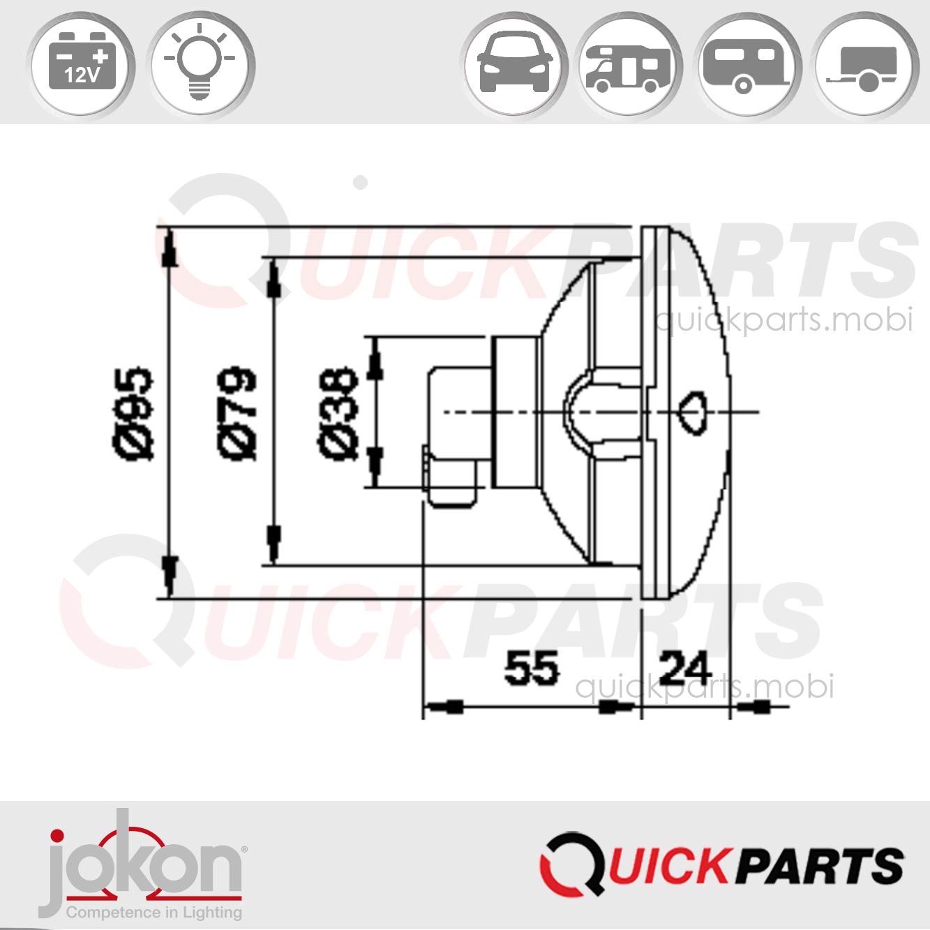 Feu de recul | 12V | Jokon E1-1544 – Image 2