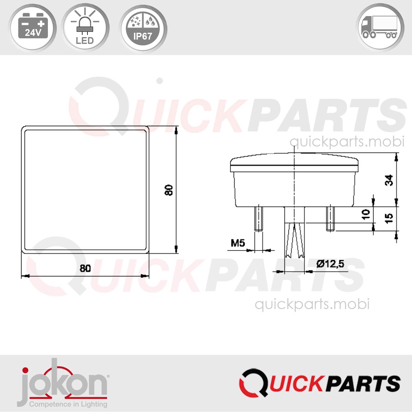 LED-Rückfahrleuchte | 24V | Jokon 13.6027.000, E2-06064 – Bild 2