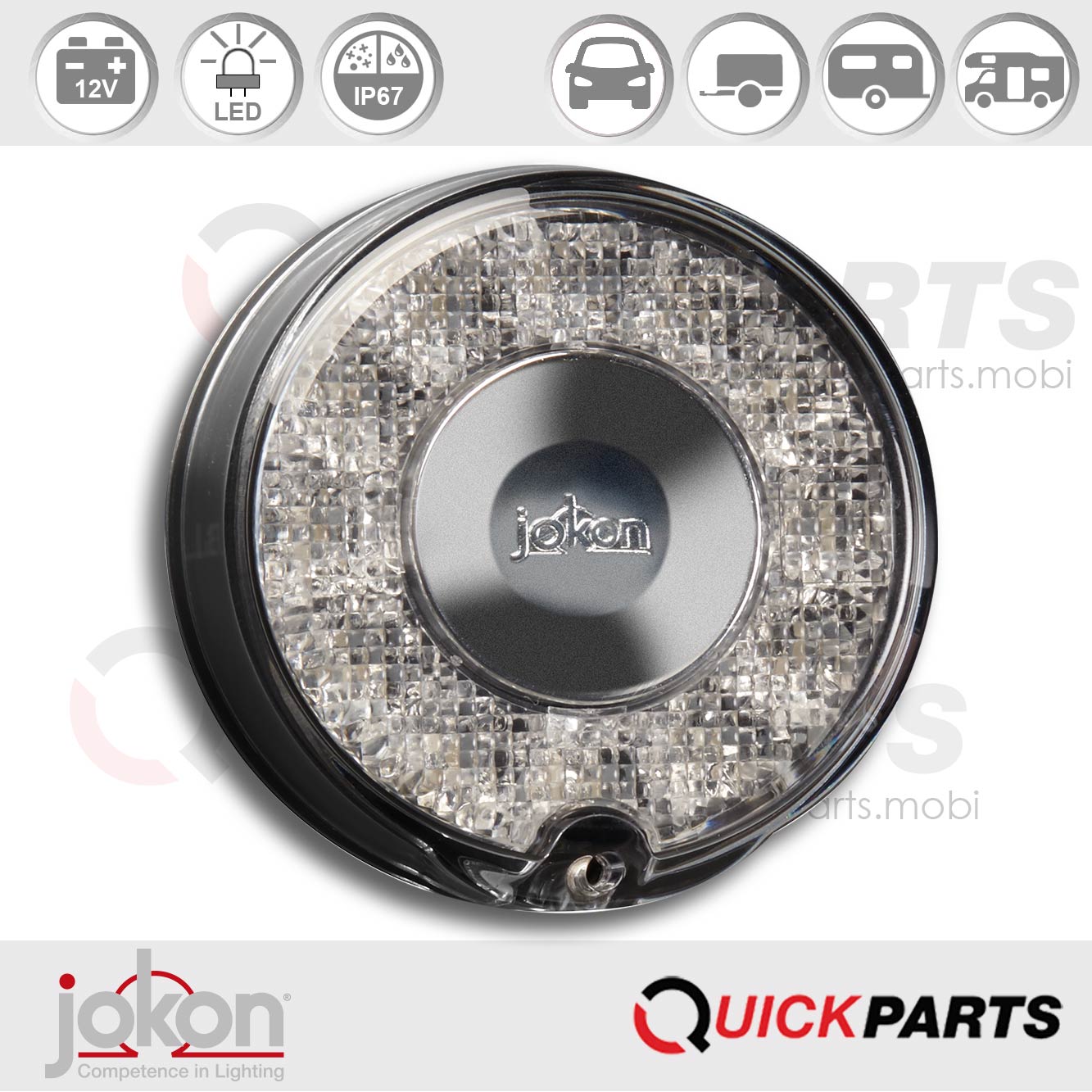 Luces LED de marcha atrás | 12 V | Jokon E13-34808En la gama de JOKON encontrará iluminación de alta calidad para cada tipo de aplicación, que mejora y realza el diseño individual de su vehículo.