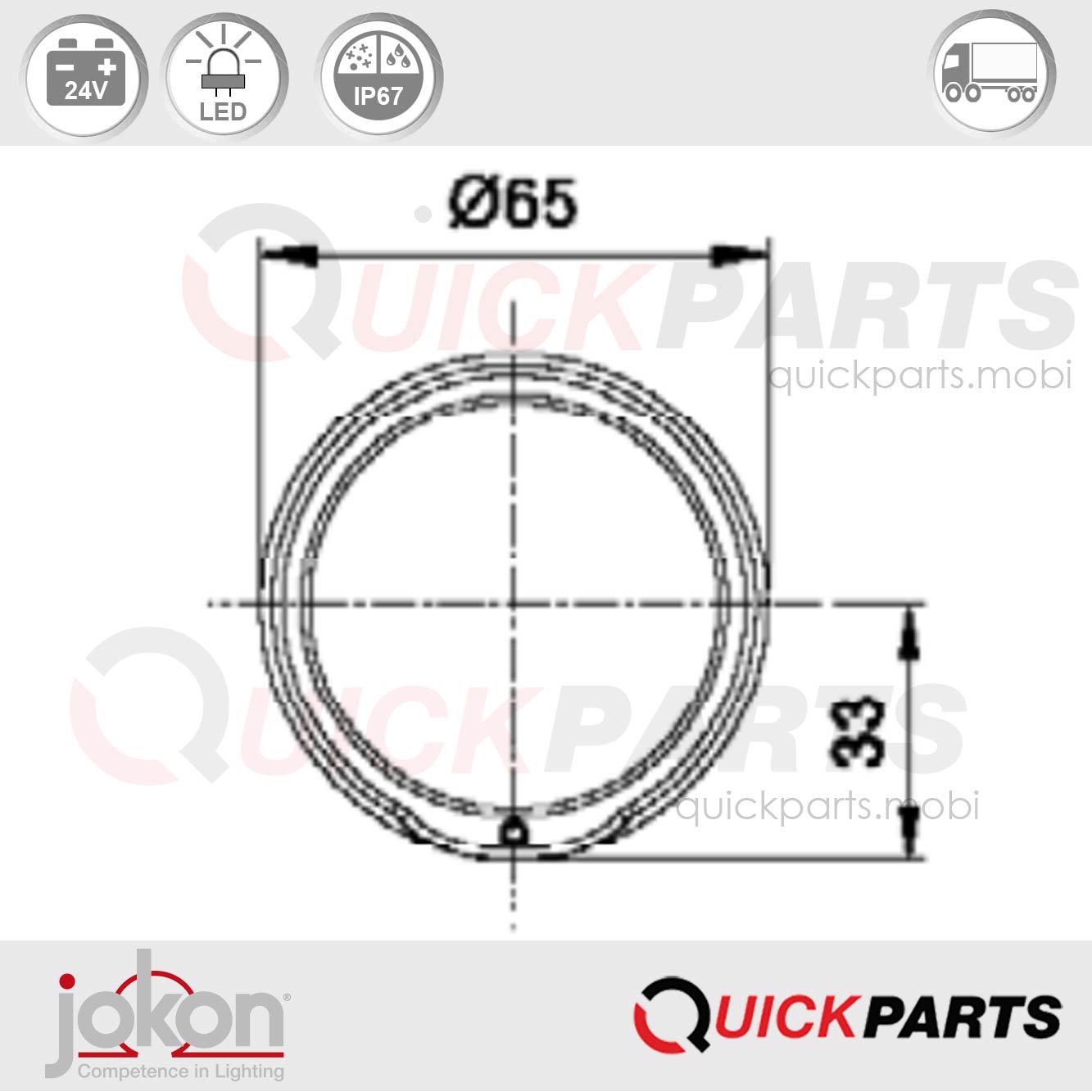 W 770/24V | Luz LED de marcha atrás | 24 V | Jokon 13.6042.500
