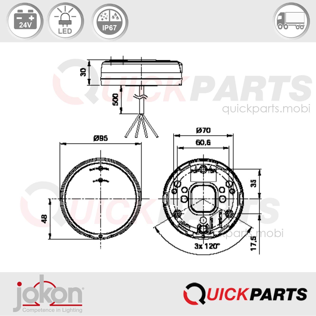 Feu de recul LED | 24V | Jokon E13-34810 – Image 2