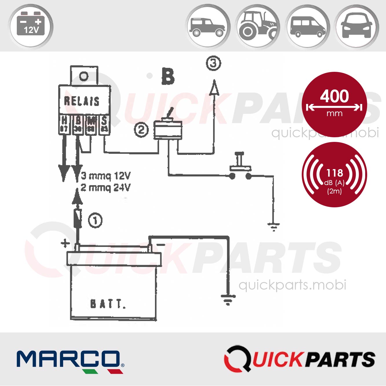 Hupe aus edelstahl kurz Elektromagnetische | Marco 132 040 12 – Bild 7