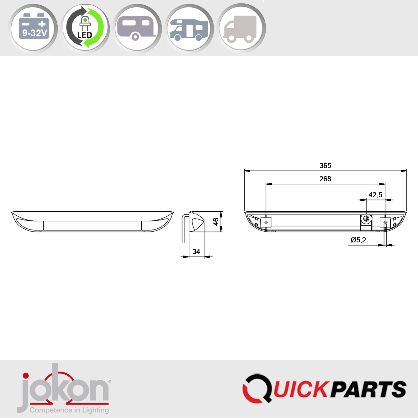 Toldo LED con 12 luces de alta potencia | 9-32V | Jokon 14.1008.000 - Imagen 5