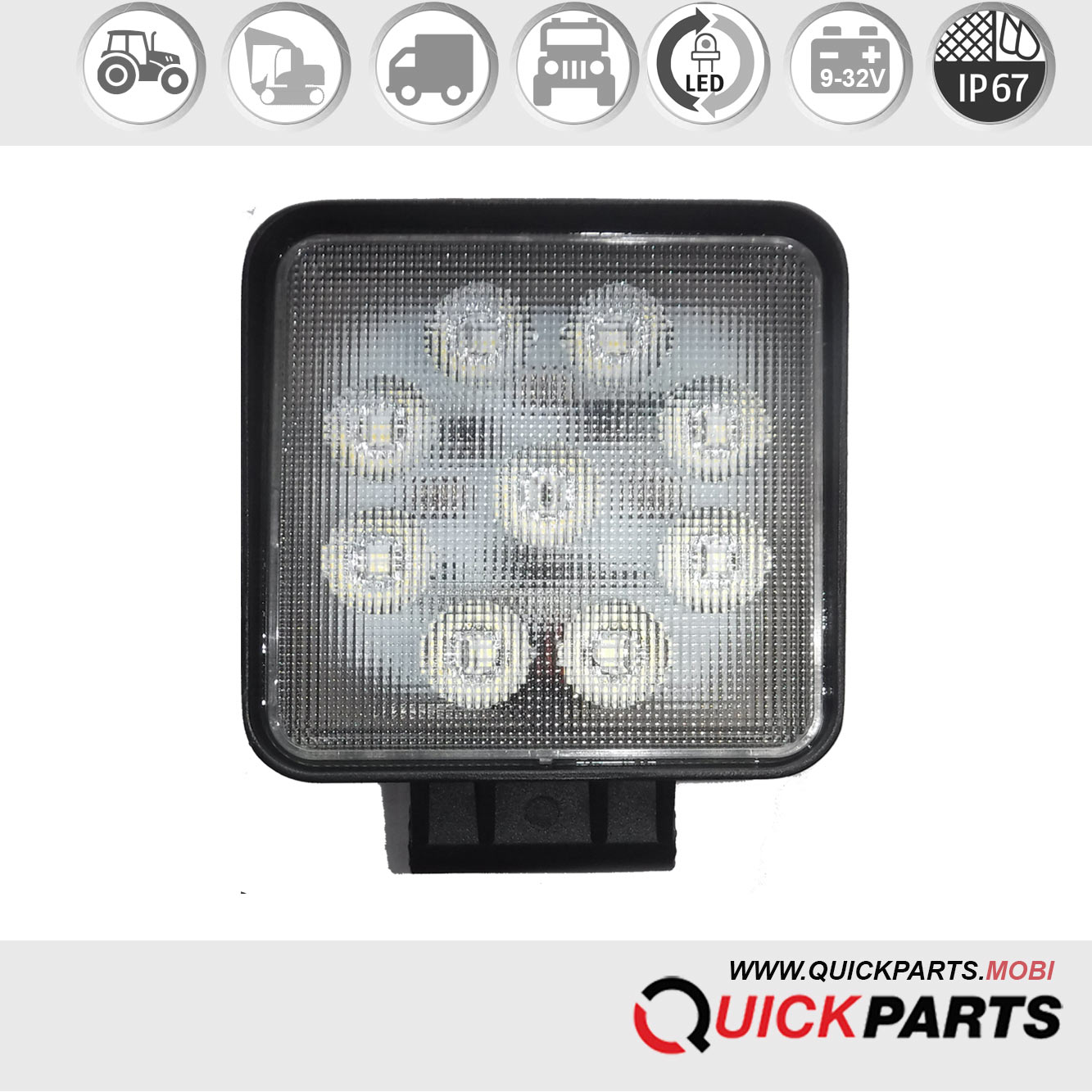 Phare de travail à LED | 9 x 3 LEDs | 1840 Lumen – Image 5