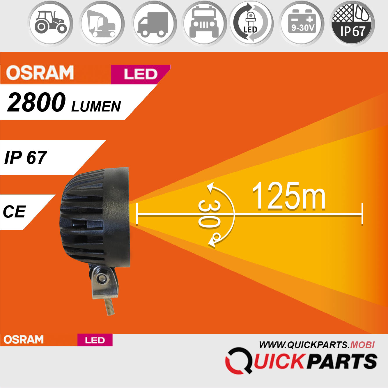 Phare de travail 8 x LEDs OSRAM | 40 W – Image 13