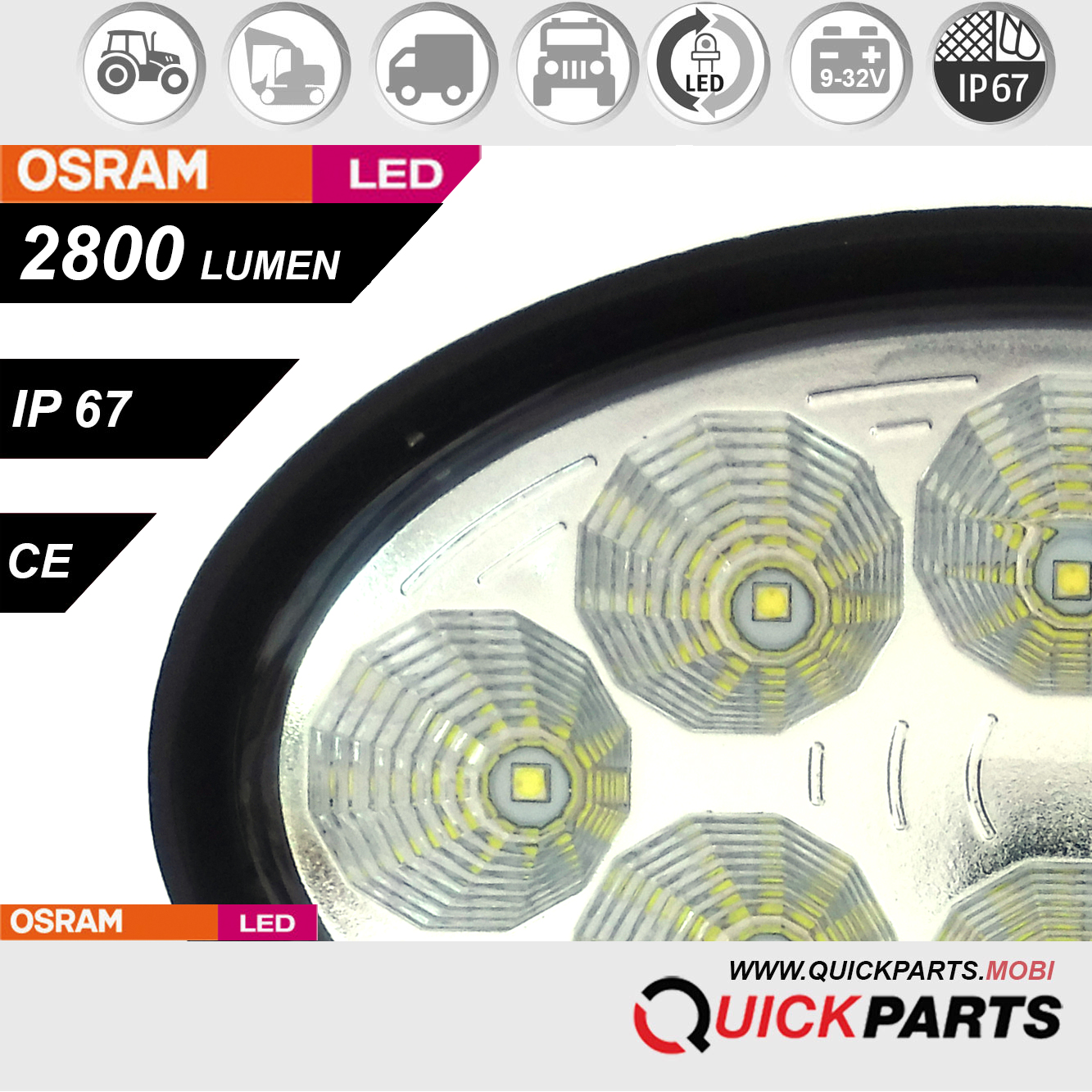 Phare de travail 8 x LEDs OSRAM | 40 W – Image 6