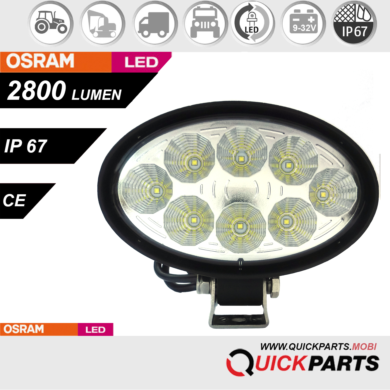 Phare de travail 8 x LEDs OSRAM | 40 W – Image 9