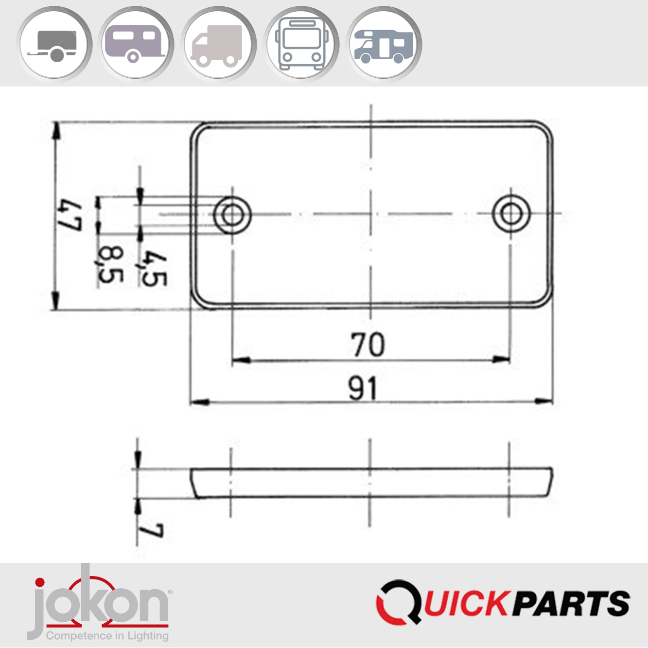 Catadioptre jaune | Fixation 2 trous de 4.5 mm | Jokon E1-0121345 – Image 2