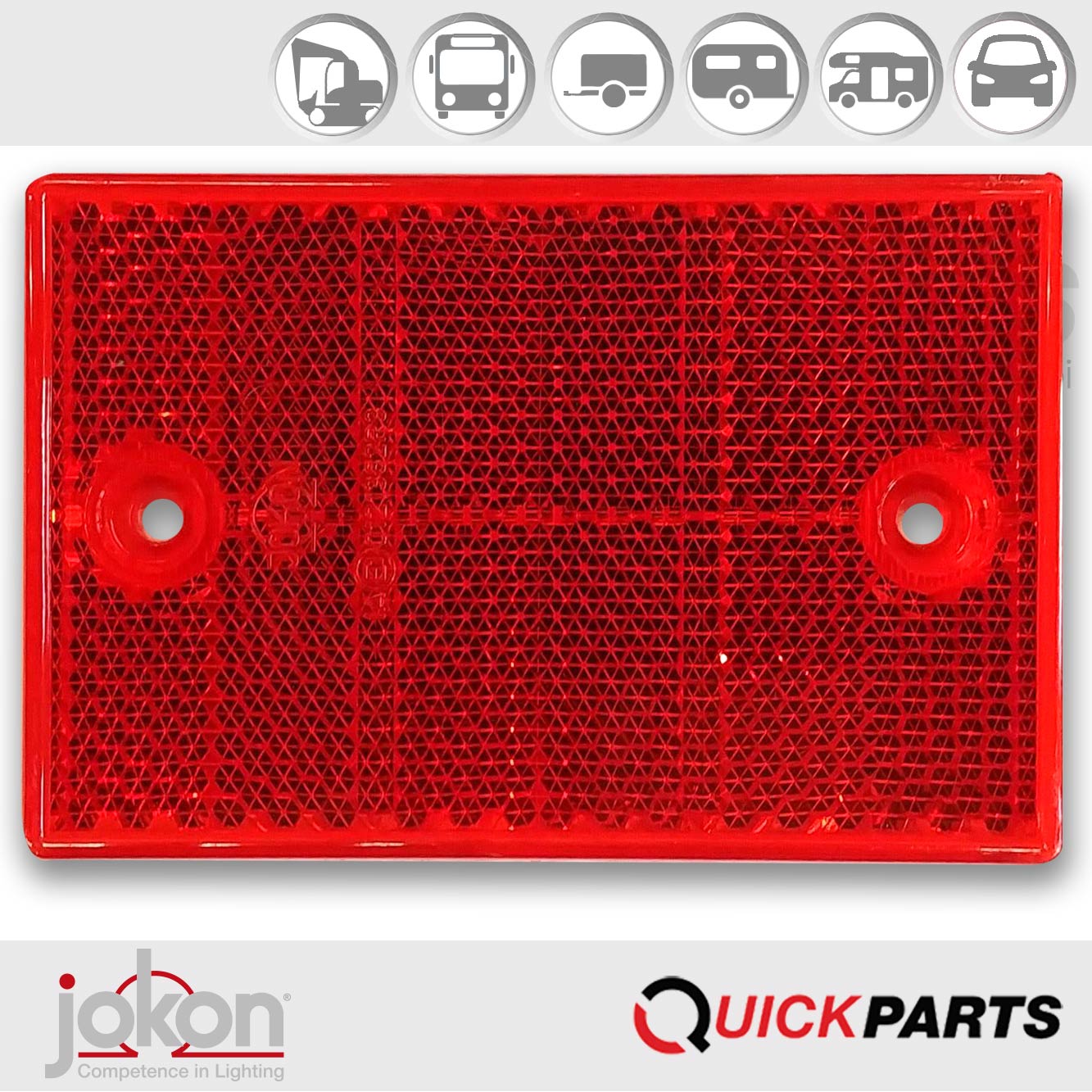 Reflector rojo | 115 x 7 x 75 mm | Fijación con tornillos | Jokon 0121345En la gama JOKON encontrará iluminación de alta calidad para cualquier aplicación que mejora y enriquece el diseño individual de su vehículo.
