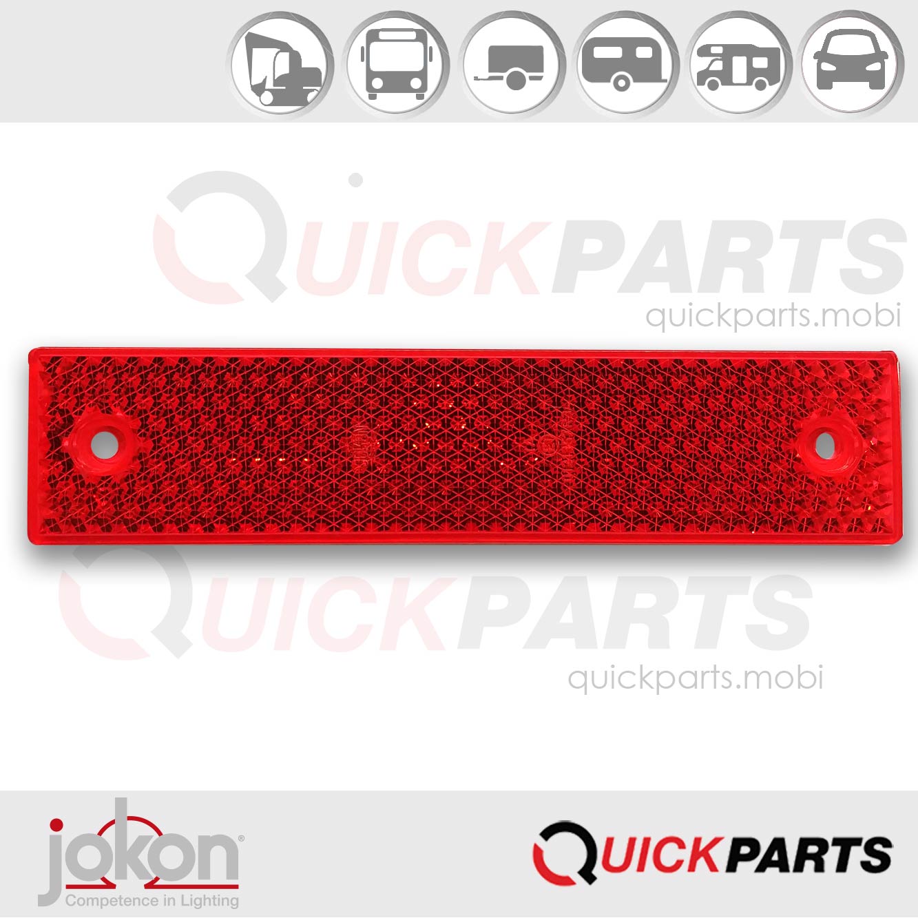 Reflector Rood | 181 x 7 x 41 | Met 2 bevestigings gaten | Jokon E1-0121357