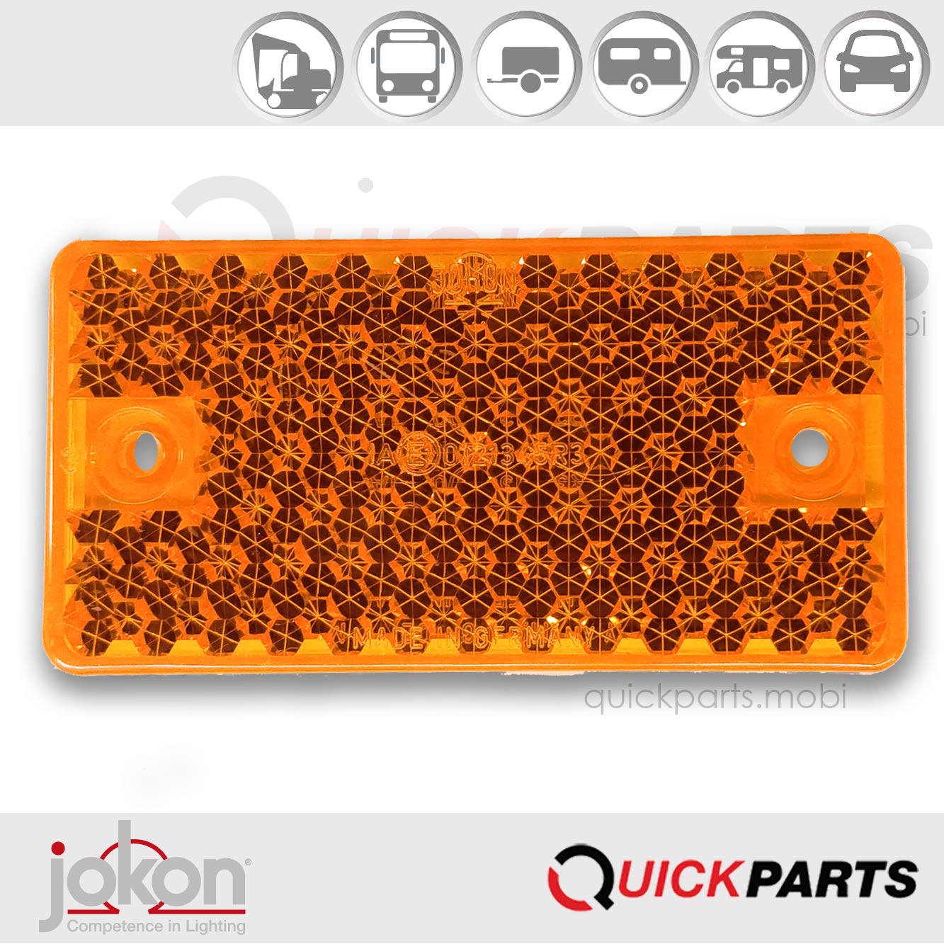 Catadioptre jaune | Fixation 2 trous de 4.5 mm | Jokon E1-0121345