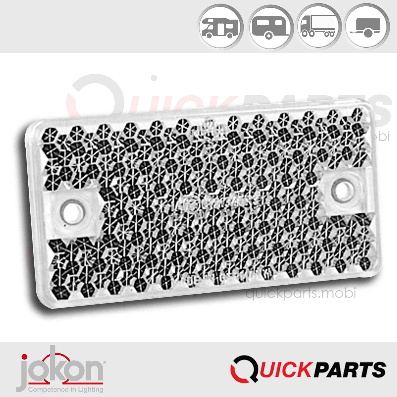 Catadioptre Rectangulaire Blanc | Autocollant | Jokon E1-0121345
