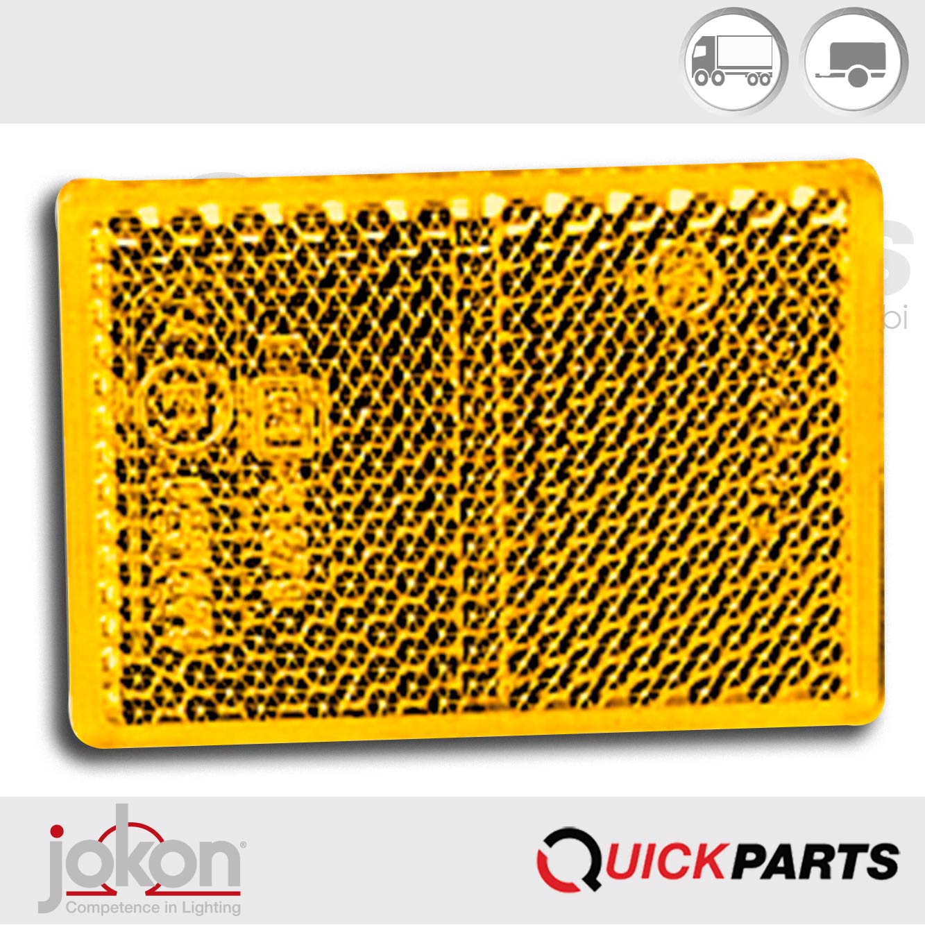 Reflector naranja autoadhesivo 56 x 39 mm | Jokon E3-0251007 | Jokon 31.0015.010 | 170 gEn la gama JOKON encontrará iluminación de alta calidad para cualquier aplicación que mejora y enriquece el diseño individual de su vehículo.Reflector Jokon E3-0251007 (varias repeticiones)