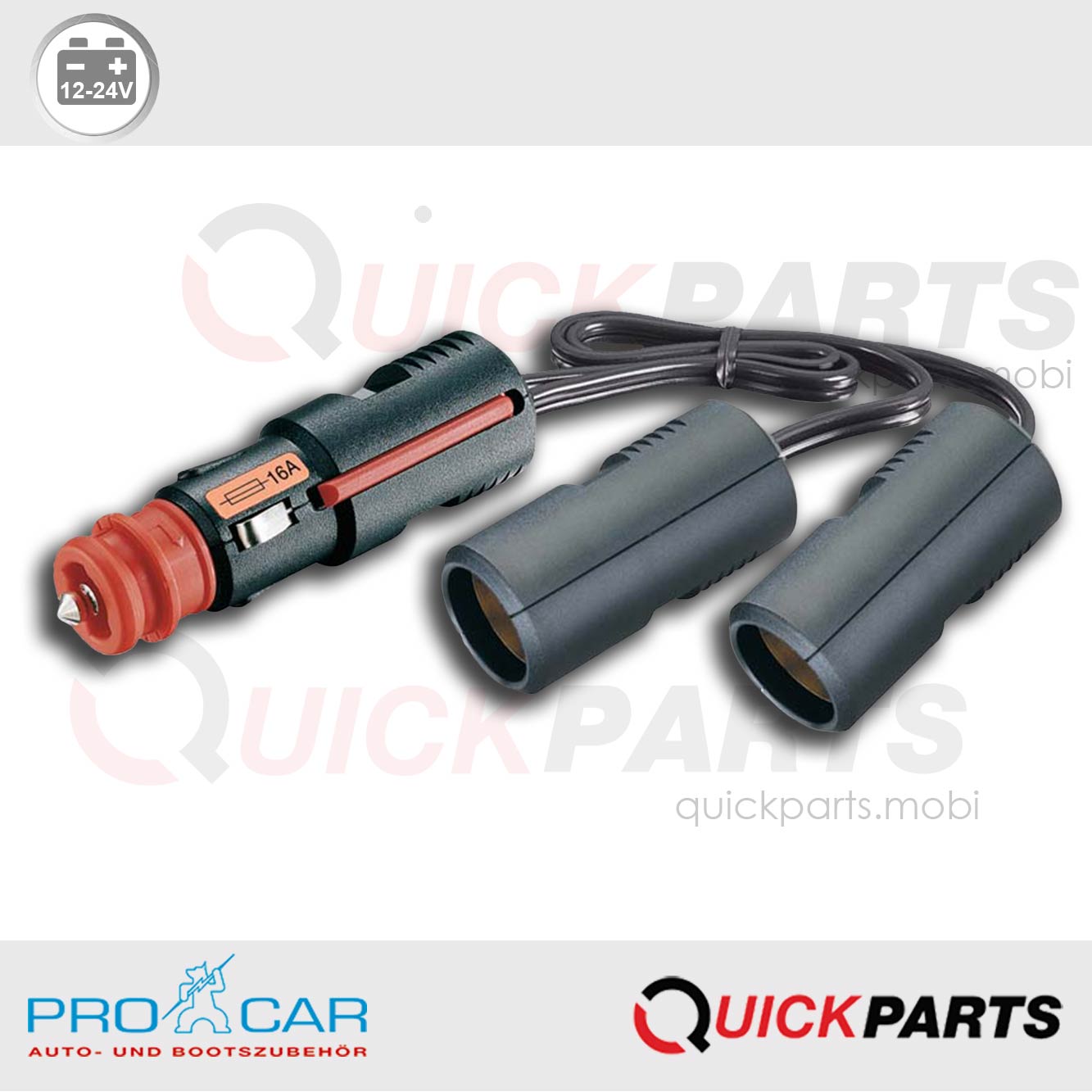 Double prises, fusible intégré | 12-24V