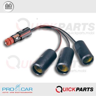 Conector de triple enchufe 3 x 5 A | 12-24V | PRO CAR 67879050|Durante 25 años