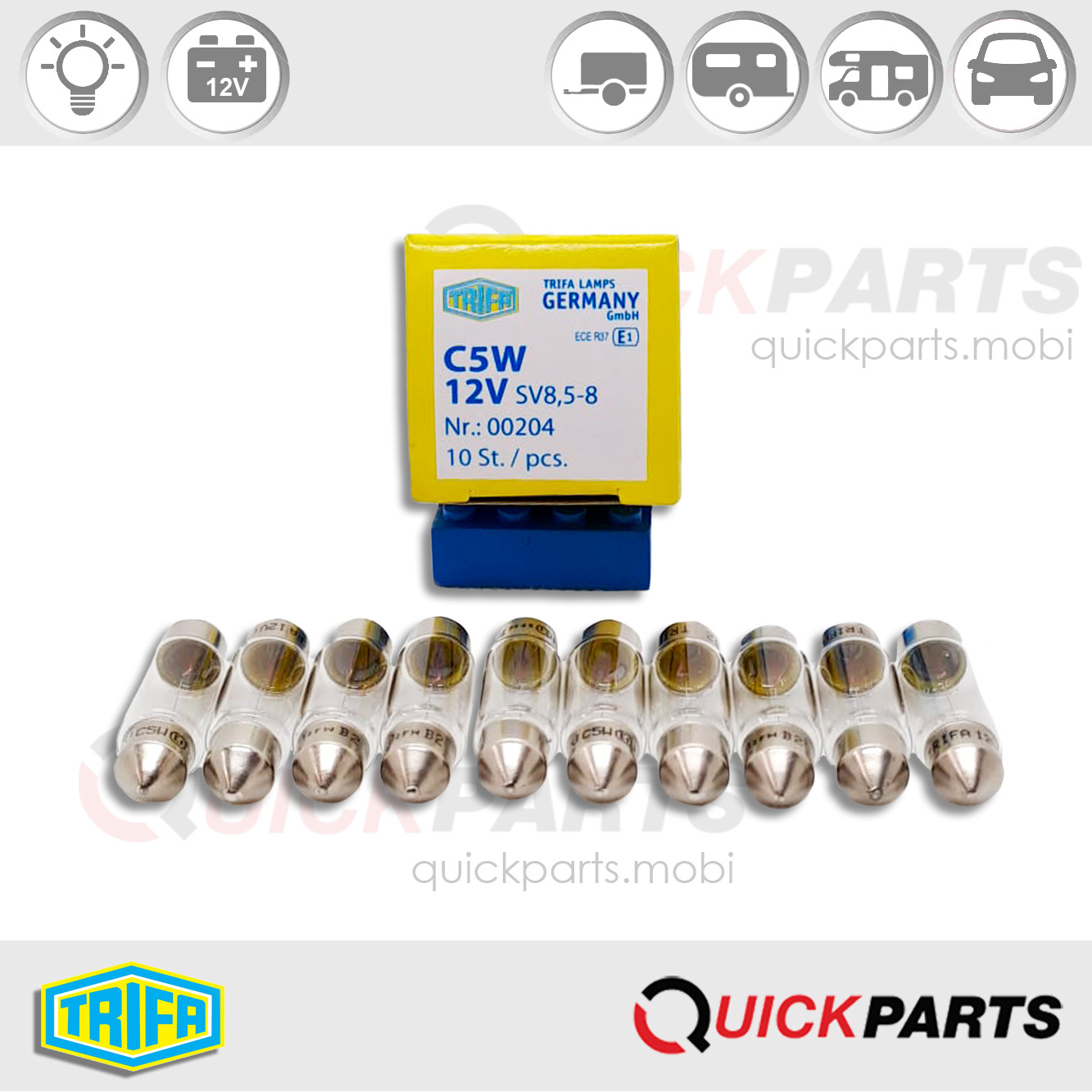 Festoon lamps x10 | 12V | Trifa 10-00204 - Image 6
