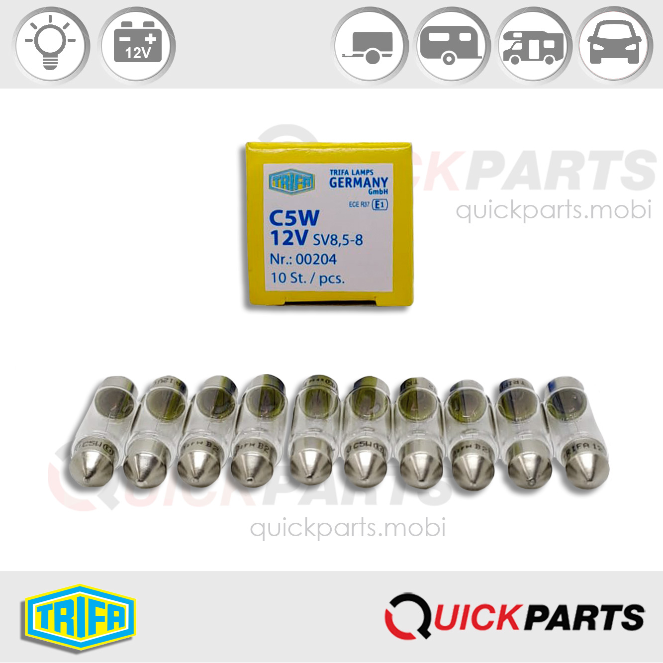 A10-00204-quickparts2|Festoon lamps x10 | 12V | Trifa 10-00204|Festoon lamps x10 | 12V | Trifa 10-00204|Festoon lamps x10 | 12V | Trifa 10-00204|Trifa Bulb – Maximum Luminosity for your vehicle! Quality