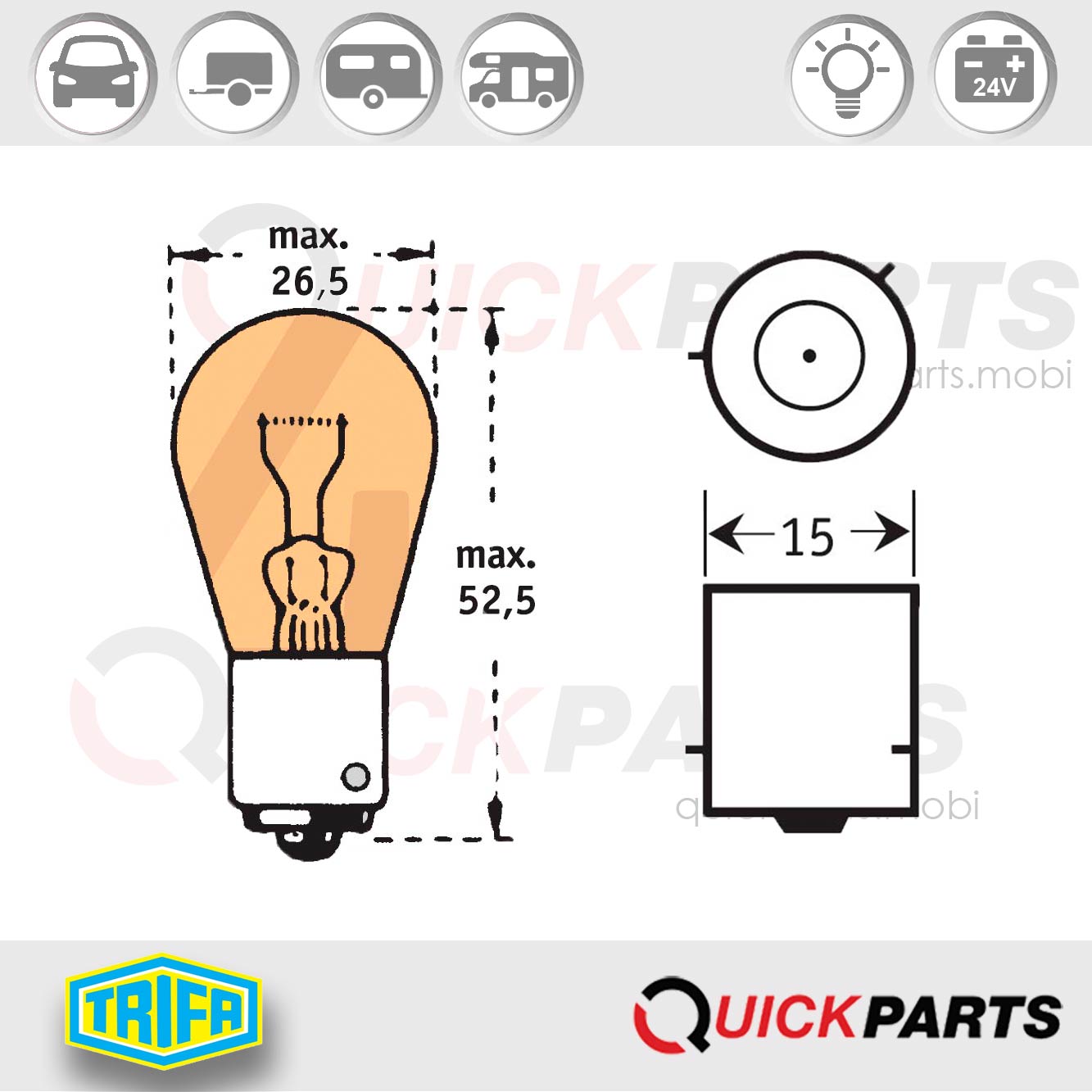 Flasher lamps amber | 24V | Trifa 81381 - Imagen 2