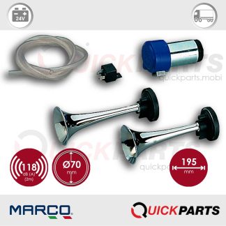 Klaxon, avertisseur électrique à air à deux cornets avec son unis | 24V | Marco 112 020 13, CL2
