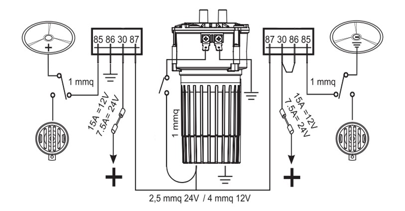 Avertisseur électrique à air 2 cornets | Son alterné.| 12V | Marco 112 340 12 – Image 5