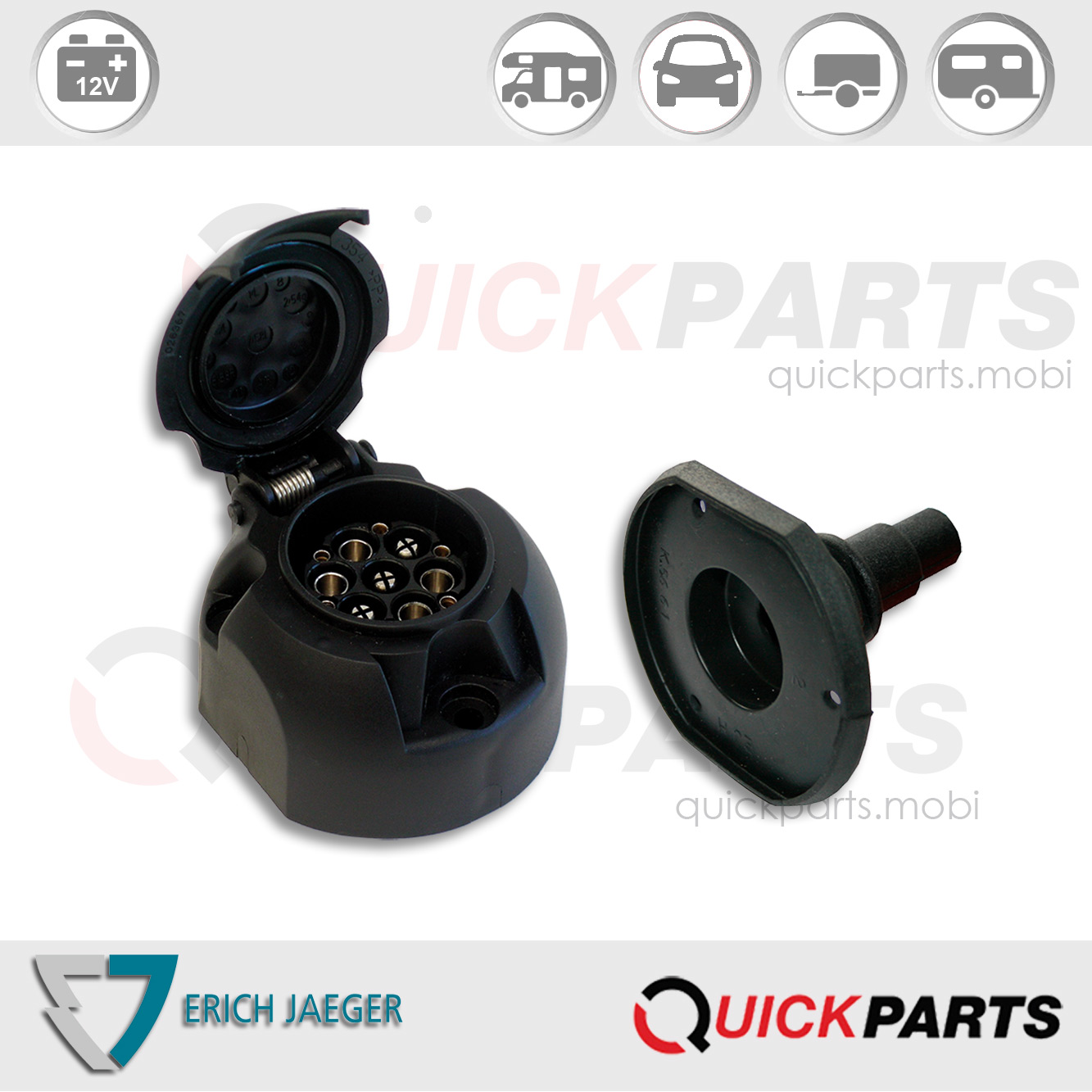 7P/12V Toma de corriente (ISO 1724 - Type N); Junta - Erich Jaeger 101336|7P/12V Toma de corriente (ISO 1724 - Type N); Junta - Erich Jaeger 101336|7P/12V Toma de corriente (ISO 1724 - Type N); Junta - Erich Jaeger 101336|Las buenas conexiones son la base de un todo que funciona. Por eso