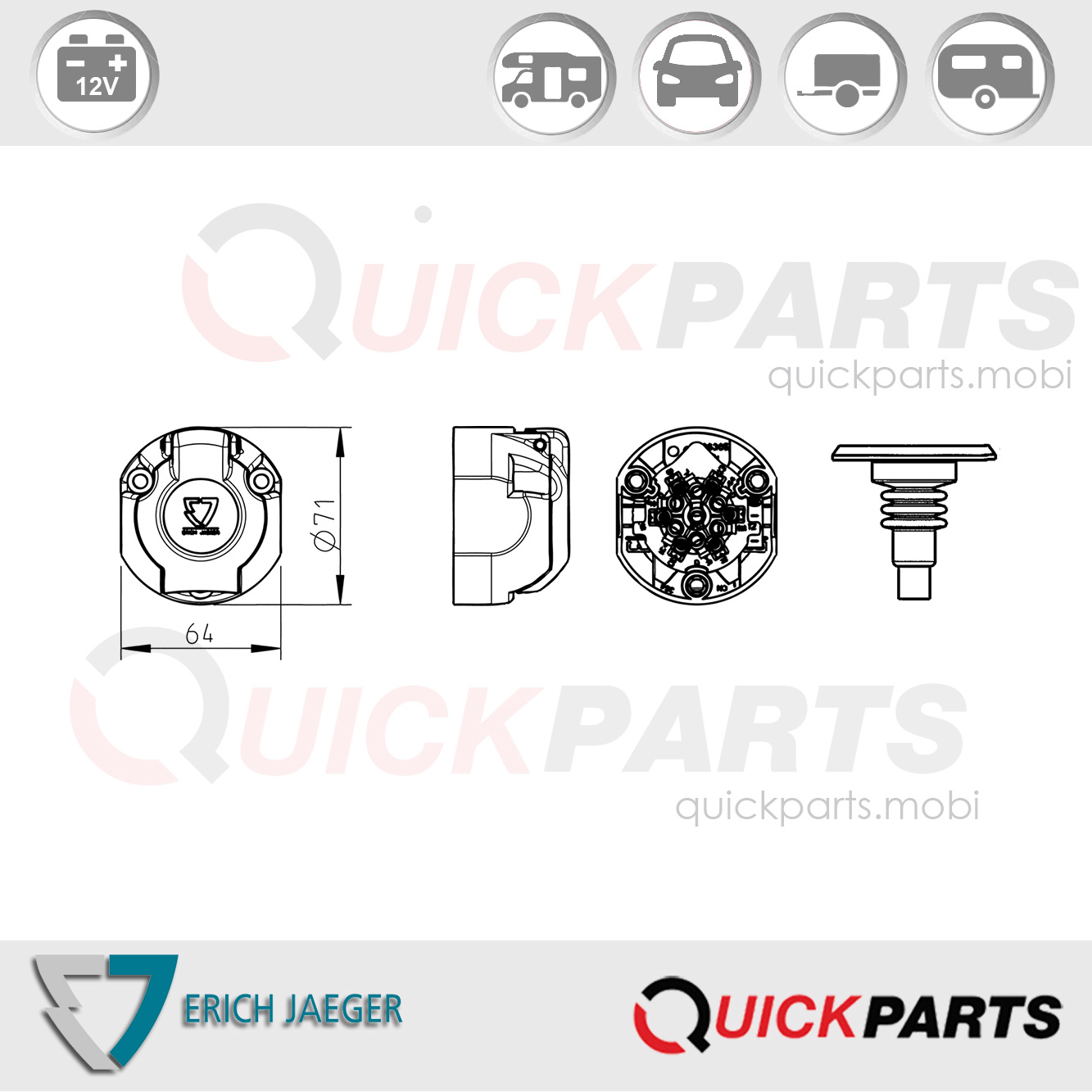 Toma de corriente - ISO 1724 tipo N - Erich Jaeger 101366 - Imagen 6