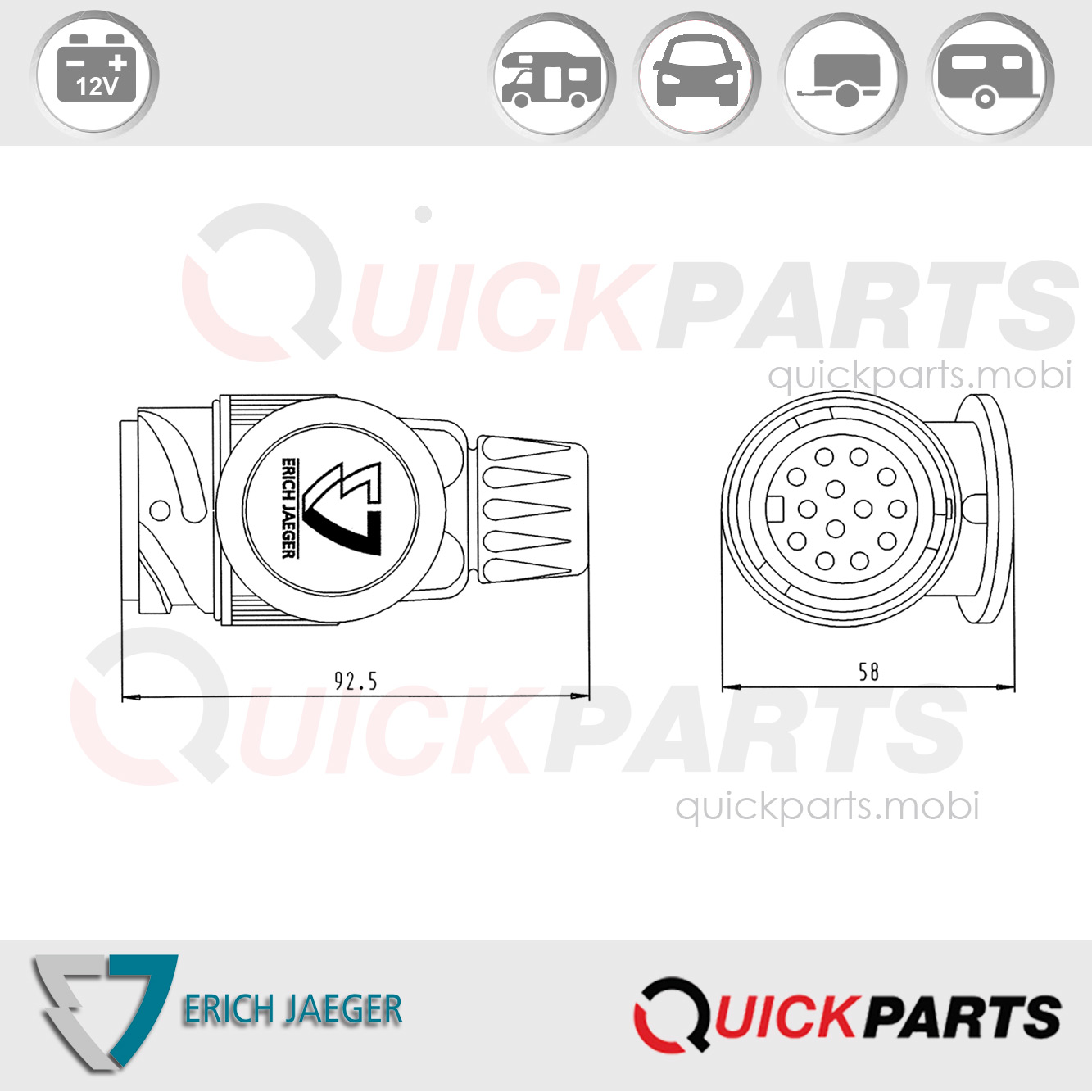 13P/12V Conector (ISO 11446) - Erich Jaeger 221032 - Imagen 2