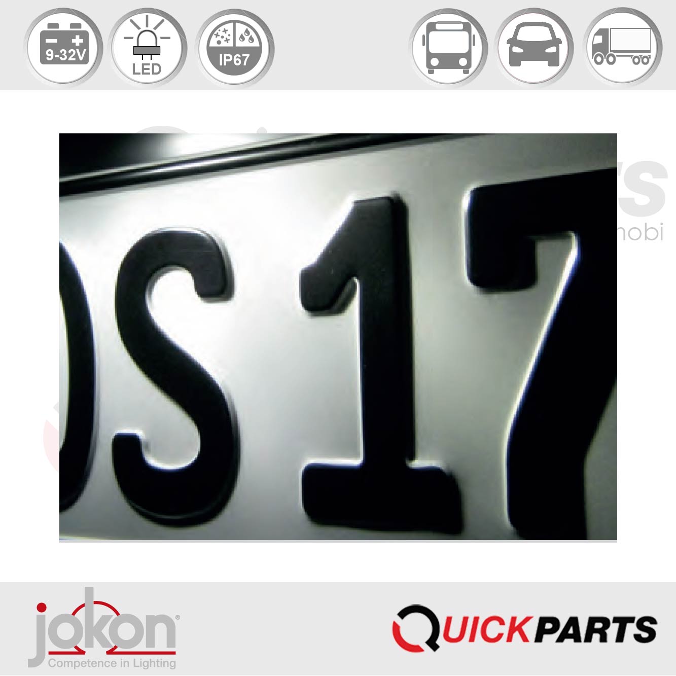 Led-Kentekenplaatverlichting | 9-32V | Jokon 13.4016.000, E13-12343 - Afbeelding 7