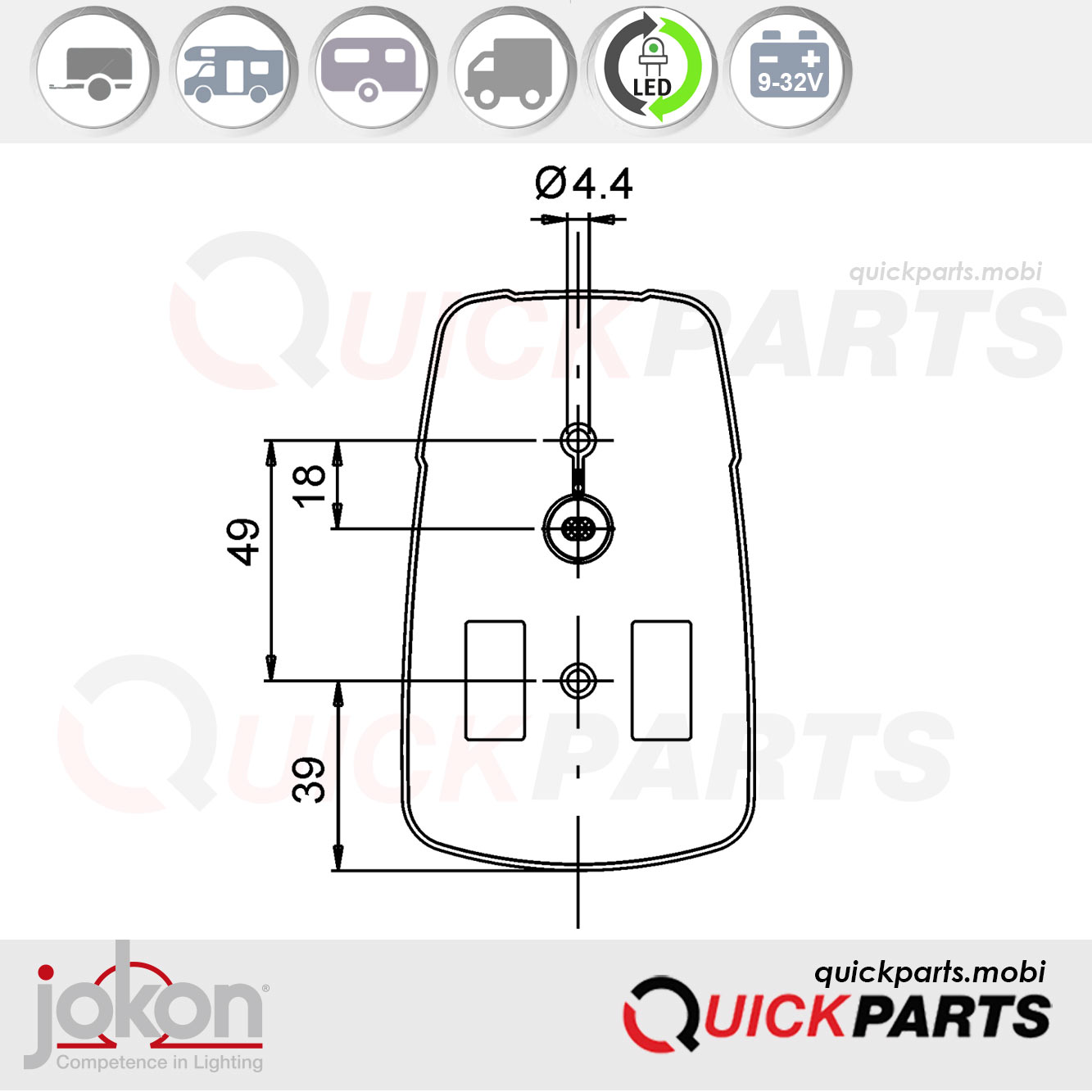 LED Rückfahrleuchte | 9-32V | Jokon 13.6034.000, E13-13164 – Bild 8