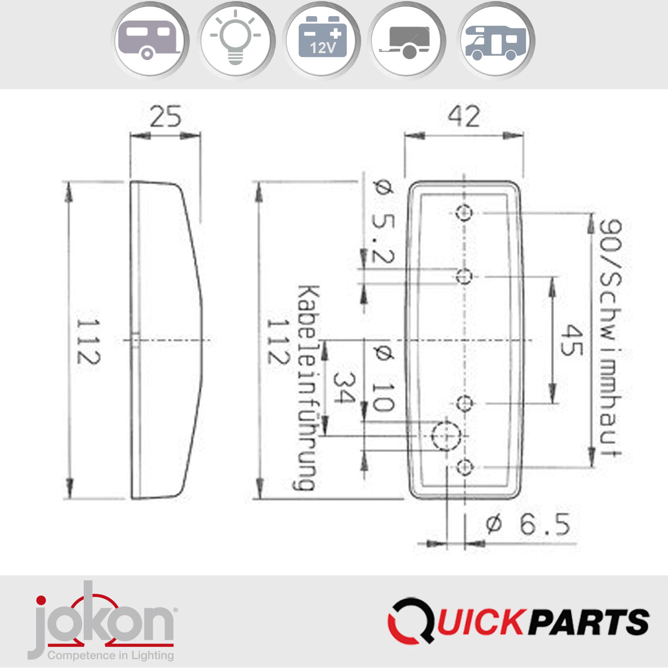 Luz de posición delantera con reflector integrado | 12V | Jokon 11.1007.001, E3-0253608 - Imagen 6