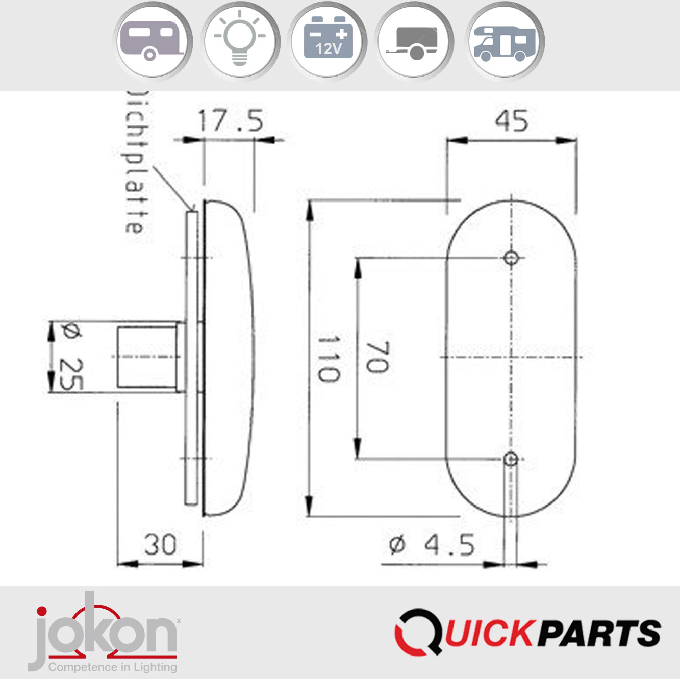 Luz de marcador frontal | 12V | Jokon 11.1008.001, E1-021002 - Imagen 5