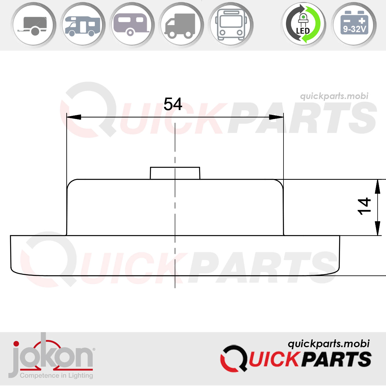 Eclairage de plaque d'immatriculation LED, à incruster | 9-32V | Jokon 13.4015.000 | E2-06020 EMV / EMC – Image 6