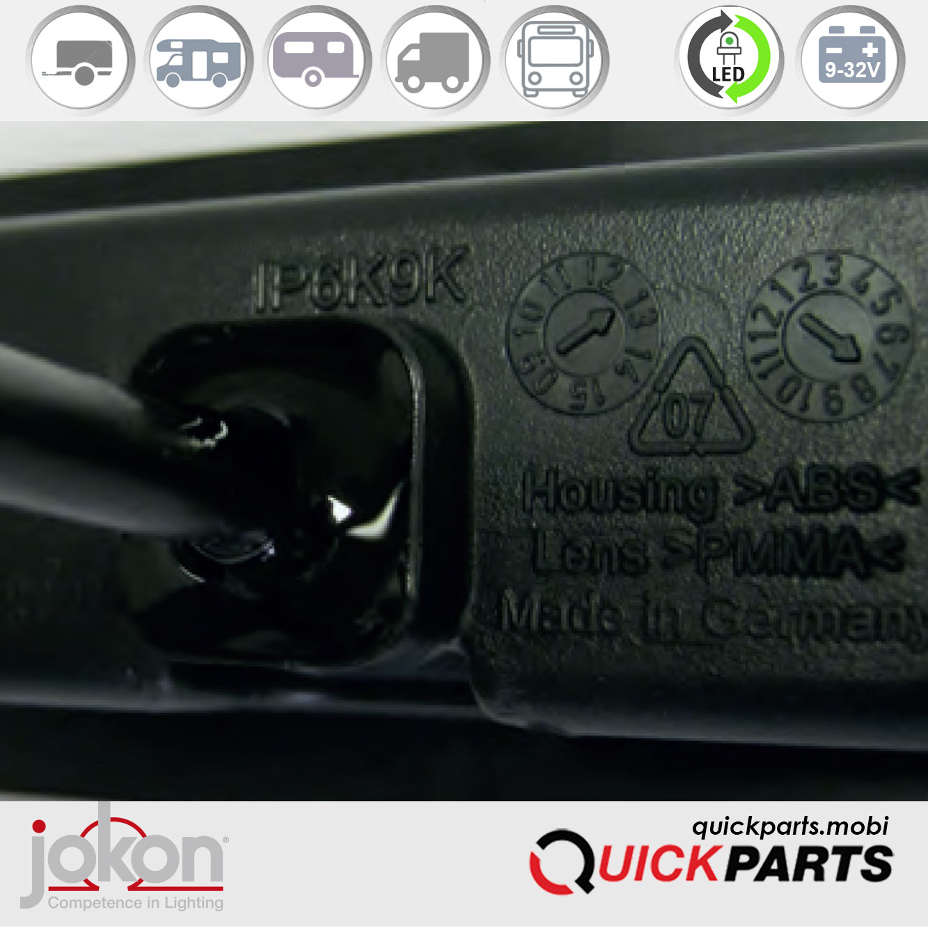 Eclairage de plaque d'immatriculation LED, à incruster | 9-32V | Jokon 13.4015.000 | E2-06020 EMV / EMC – Image 10