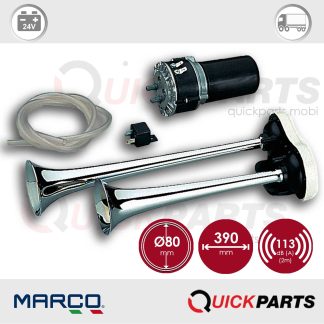 Avertisseur klaxon, électrique à air à deux cornets, son alterné | 24V | Marco 112 340 13, K2