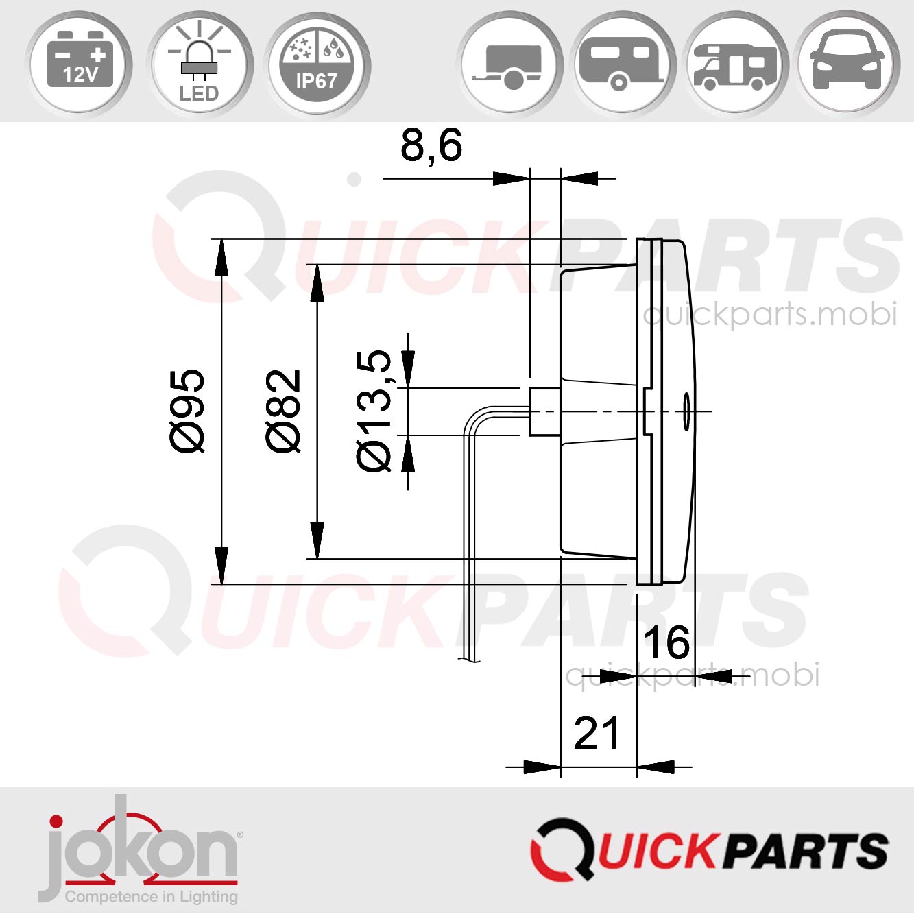 LED-Blink-Brems-Schlussl. | 12V | Jokon 10.0034.000, E2-07043 – Bild 4